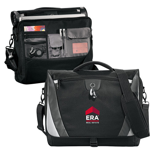 Black/Grey Slope Computer Messenger Bag - Brand Gear