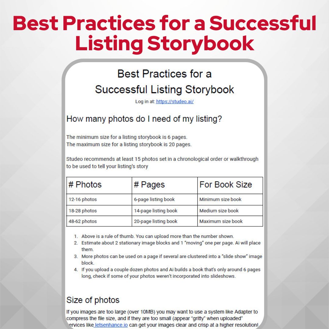 StudeoHQ Listing Storybook - Best Practices for Success